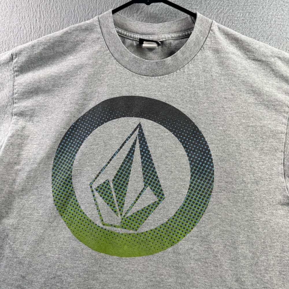 Vintage Volcom Shirt Mens Large Gray Big Logo Tee Surf Skate Y2K